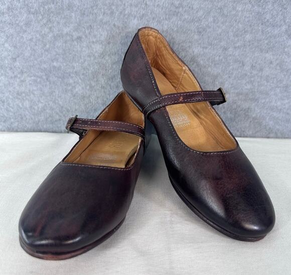 BED|STU Shoes - BED|STU Women's sz 6.5 Shuffle Cobbler Series Leather Mary Jane Flats Mahogany